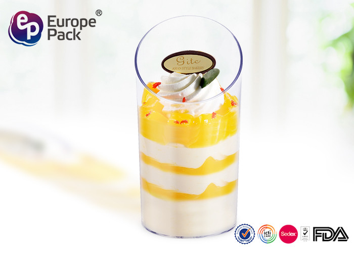 Plastic Polystyrene Round Disposable Dessert Shot Glasses 70ml For Cake