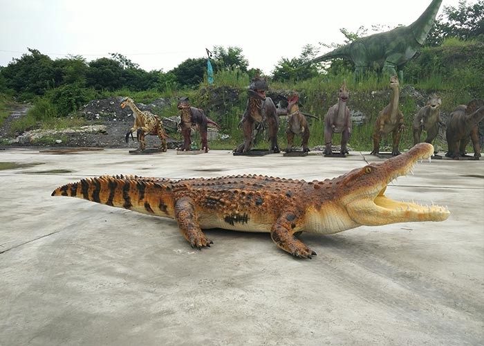 Normal Size Animatronic Animals , Realistic Electric Crocodile Ride