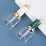 30-50ml Round Clear Dropper Glass Skin Care Oil Bottle with White Push Dropper