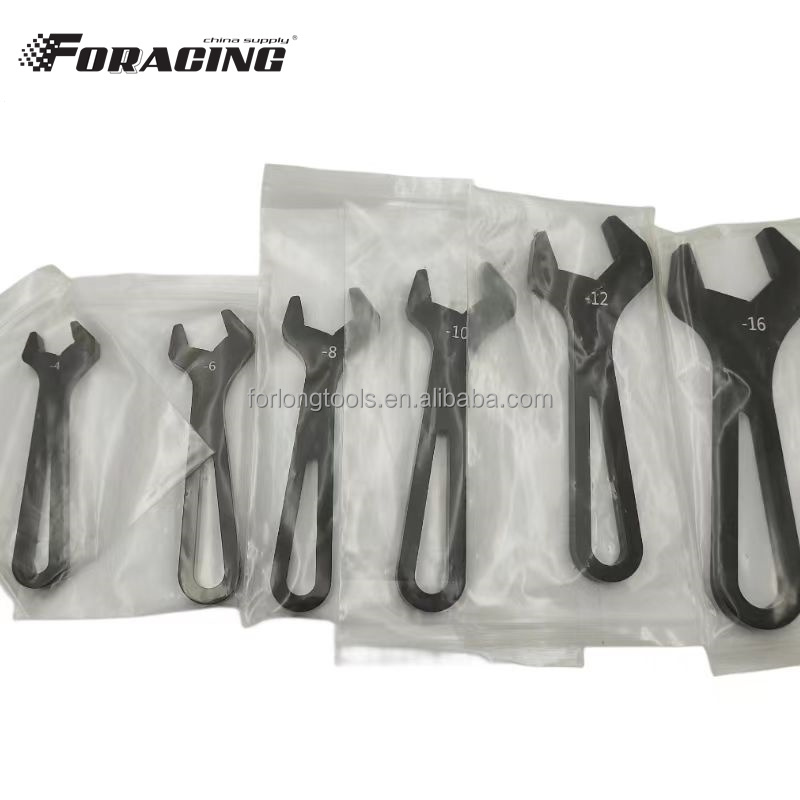 Universal Black Racing AN Fitting Wrench AN Spanner for Sprint Car Tool Sets An4-An16 6PCS One Kit Lightweight Aluminum