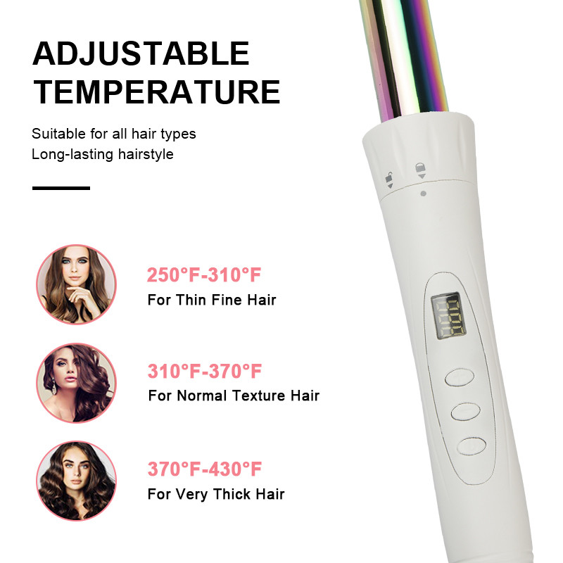 3 Barrel Interchangeable Curling Iron Set with Peacock Pattern Coated