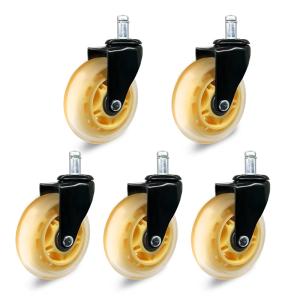 China Set Of 5 Yellow Half Transparent 3 Inch Office Chair Wheel PU Swivel Furniture Caster wholesale