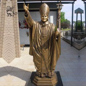 China BLVE Bronze Pope Saint St. John Paul II Statue Roman Catholic Religious Life Size Garden Decoration wholesale