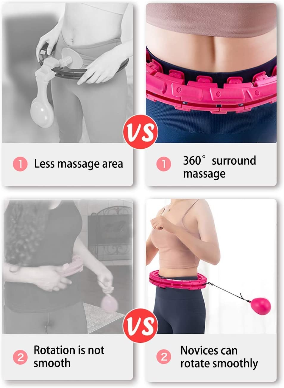 ABS Pink Hula Hoop Ring For Adults Weighted Digital Sport Yoga Fitness Ring