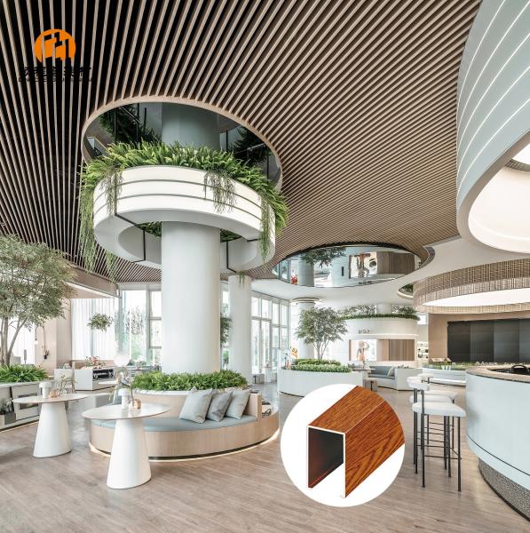 Decoration Wood Grain Finish Beam Office Aluminum Baffle Ceiling Aluminium
