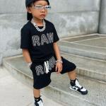 Heavyweight Kids 2 Piece Shorts Set Screen Printing Tee And Short Set