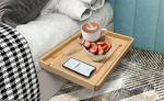Sustainable Bamboo Bedside Shelf with Mobile Phone Tablet Holder 38x26x2.5cm