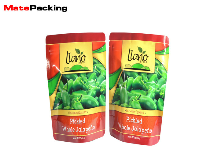 Aluminum Foil Stand Up Fresh Vegetable Plastic Packaging Bags For Green Pepper