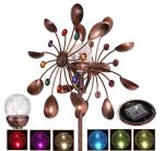 Bronze Color Steel 75 Inch Led Solar Wind Spinner Light
