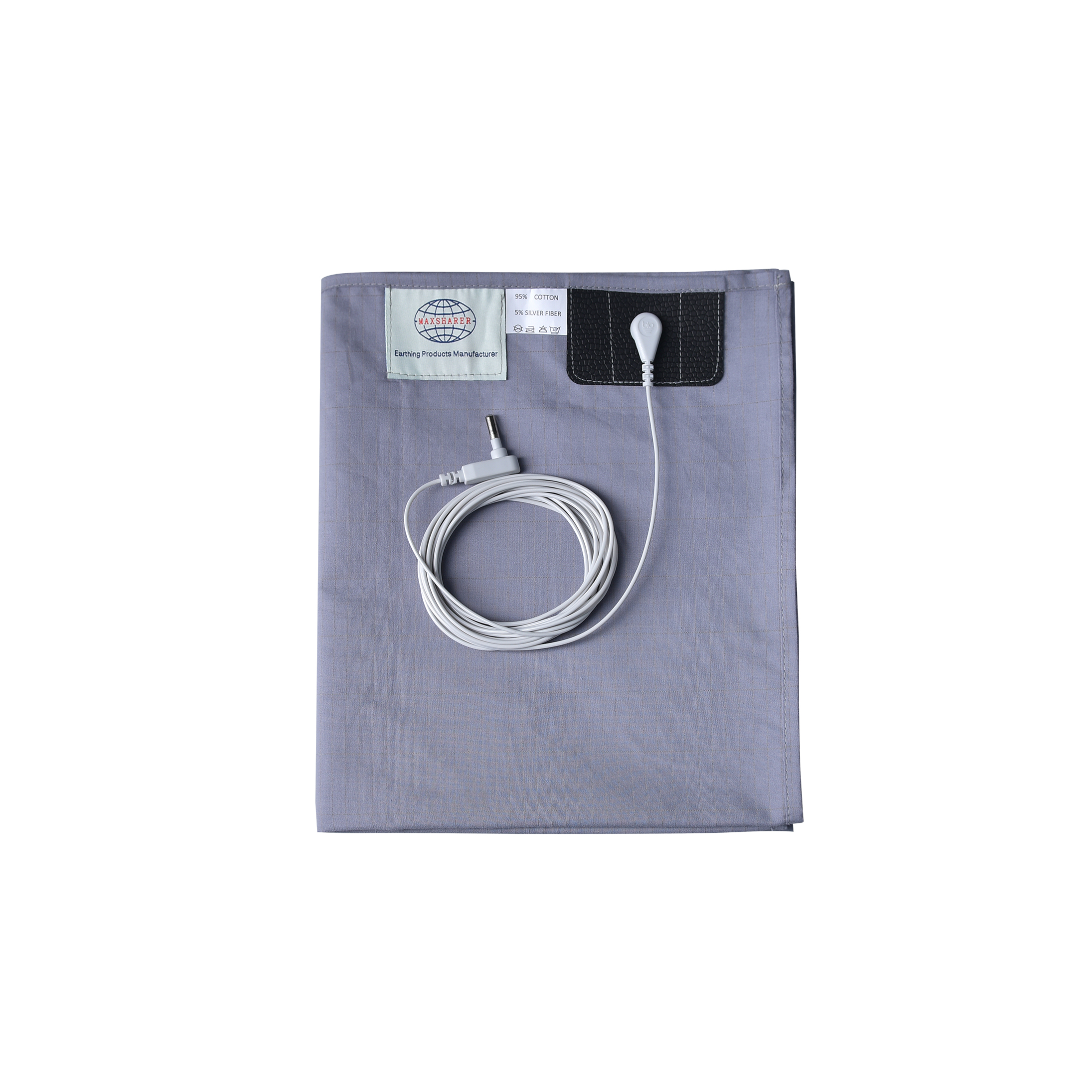 Grounding Bed Sheets 5% Silver King Queen Flat Sheet for Earthing Factory Made Has 4.5M Ground Cord + Plug Adapter