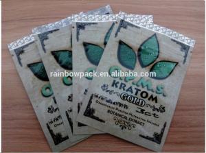China OPMS Kratom botanical extract gold printing plastic k bag for cannabinoids kratom capsules wholesale