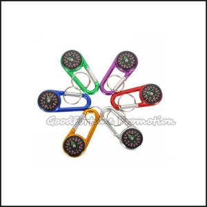 China Eco customed promotional printed logo mug carabiners keychain keyrings with compass wholesale