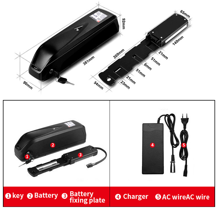 48V 10Ah Hailong Folding Electric Bike Battery 500 Times PC ABS Case
