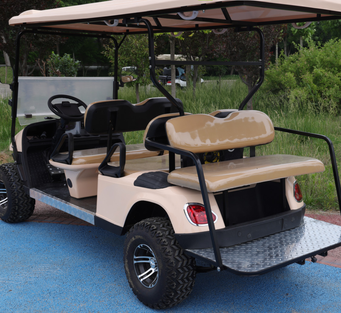 Chinese 6 Seater Electric Golf Cart Lead Batteries With Charging Ports Zero Emissions