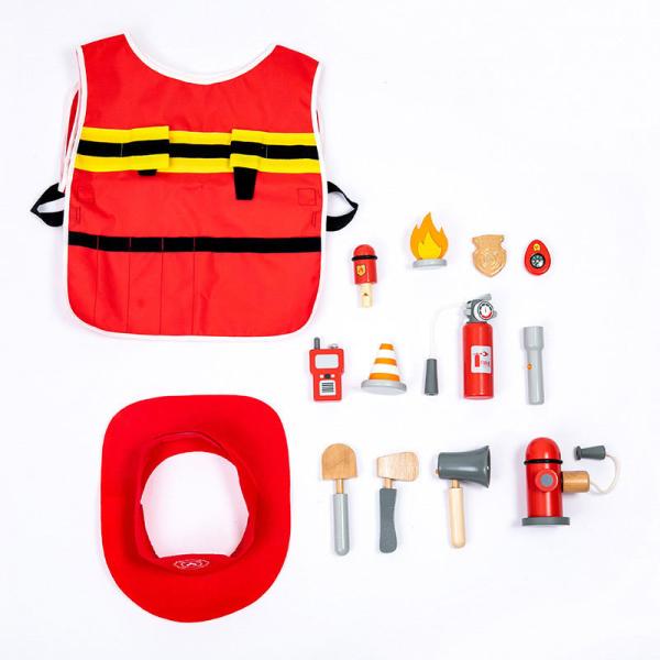 Kids' Firefighter Pretend Toy Set Wooden Home Simulation Play Gift for Boys and