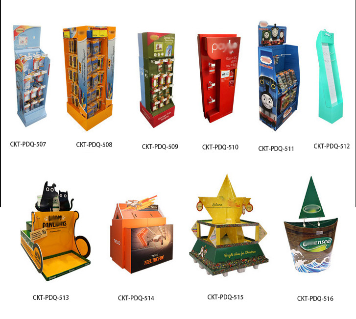 Recycle Cardboard Counter Display Exhibition Shelves Pop Store Display Stocking Stands