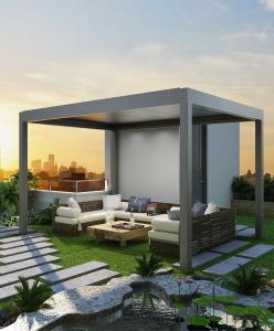 China Outdoor Louvered Pergola With Adjustable Aluminum Rainproof Roof And Pull Down Screen wholesale