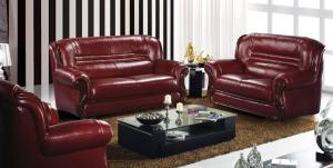 China luxury living room top leather sofa 1+2+3 brown genuine leather sofa set on sale