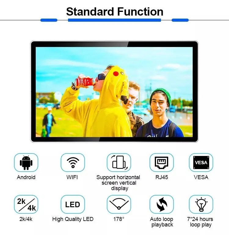 Wall Hanging Interactive Kiosk Display Capacitive Touch Screen Panel 1920 X 1080