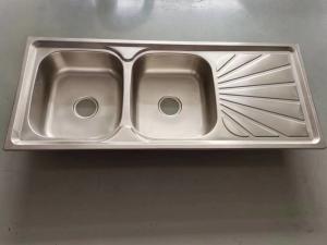 China 1 Faucet Hole Retangle Stainless Steel Double Bowl Sink for Kitchen wholesale