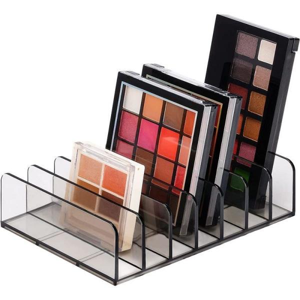 Transparent Acrylic Eyeshadow and Makeup Organizer with Dividers Desktop Storage