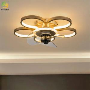 China Gold / Black Flush Mount Metal LED Ceiling Fan Integrated 48W For Small rooms wholesale