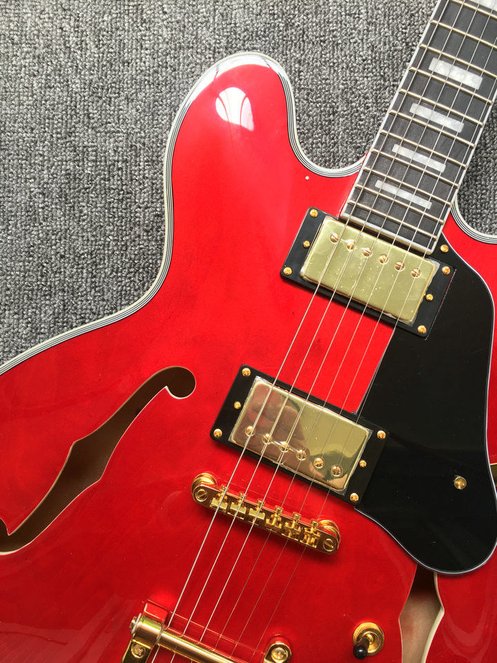 Classic Red ES 335 Jazz Guitar bigsby tremolo system ebony fingerboard electric Jazz Guitar free shipping