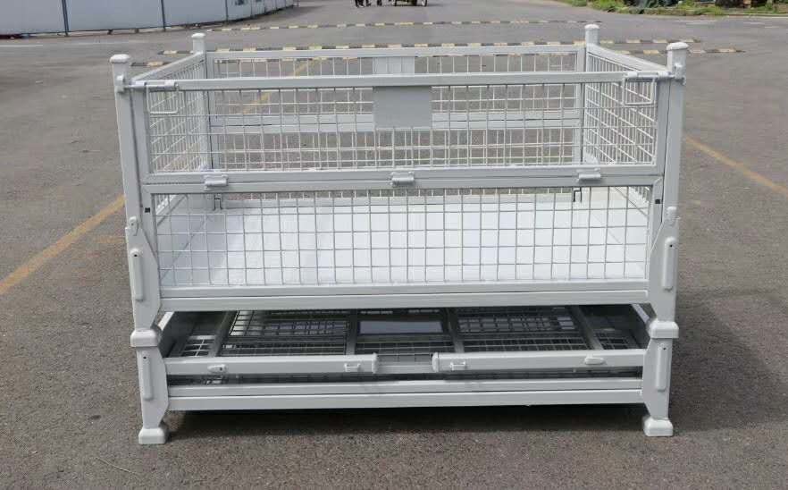 Customized Stackable Stackable Pallet Cage Heavy Duty Steel Bulk Bins 1000kg Load Capacity