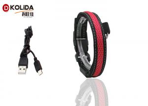 Adjustable S / M / L LED Nylon Dog Collar , USB Light Up Dog Collar Rechargeable