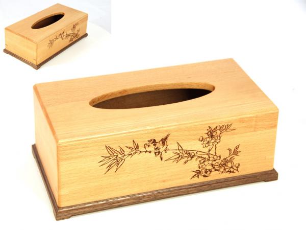 Quality Beech Wood Engraved  tissue box for sale