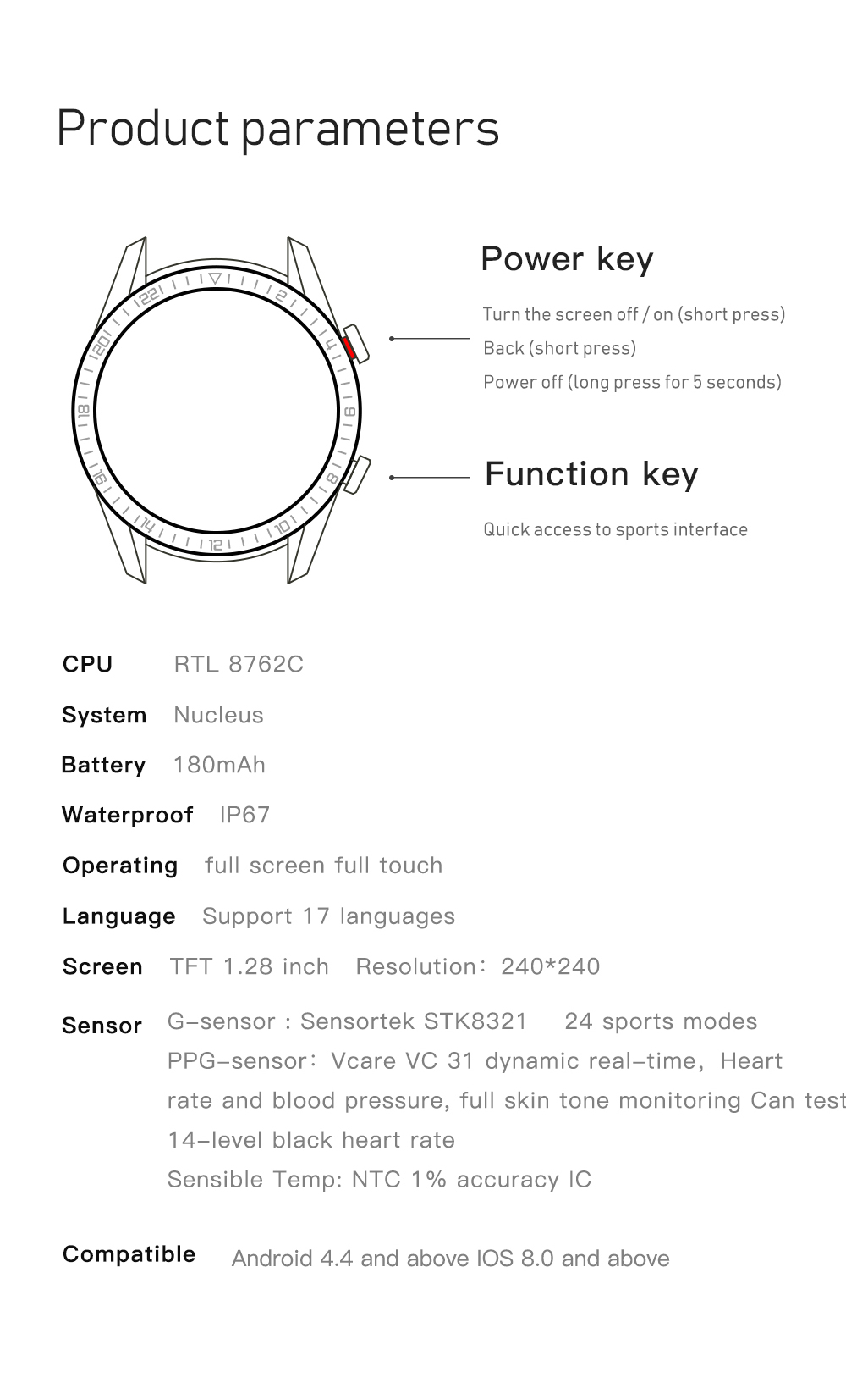 HL59 Smartwatch Electronic Couples 1.28 inch ECG PPG Blood Pressure Watch No Camera