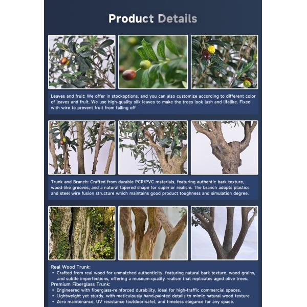Customized Large Olive Artifical Tree Simulation Indoor Restaurant Decoration
