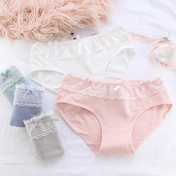China                  Cotton MID-Rise Women Panties Cute Bow Lace Briefs Seamless Breathable Girls Briefs              wholesale