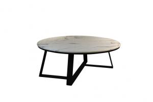 China Metal Frame Round Wood Coffee Table ODM For Modern Home Furniture on sale