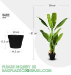 Artificial Plants Fake Banana Tree with Green Leaves in Plastic Pot Faux
