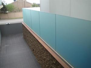China Acid Etched Tempered Glass Fence , Tempered Glass Railings For Decks on sale
