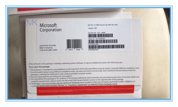 Quality MS Windows 10 Pro OEM Key 32 Bit PC Disc Platform With Security Code for sale