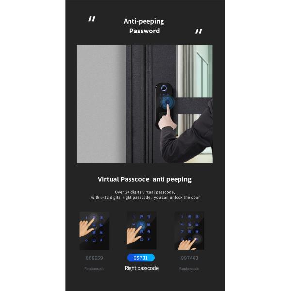 Fingerprint Recognition Electronic Door Lock Keyless Wireless With Tuya App