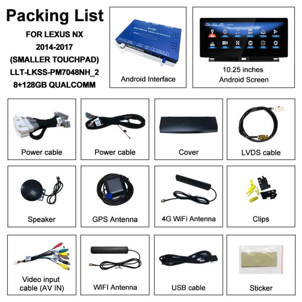 Lexus Android Screen 8 Core Qulcomm Multimedia DisPlay for LEXUS NX200T NX300H 2014-2021 Support Joystick Rotary Knot Control, YouTube, Google Play,