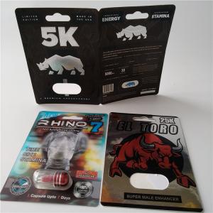 China 3D Card Blister Pack Packaging Custom Printed Paper Card Rhino 7 Jaguar 30000 Sex Pill Pack wholesale