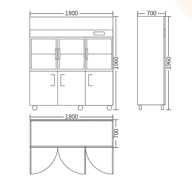 110V/60HZ 4 Doors Heavy Duty Refrigerated Cabinets Upright Refrigerator Fridge Freezer