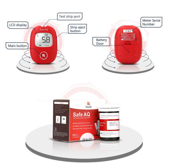 Ce Iso 15197 Blood Glucose Level Testing Kit 1.11 - 33.3 Light Warning Voice