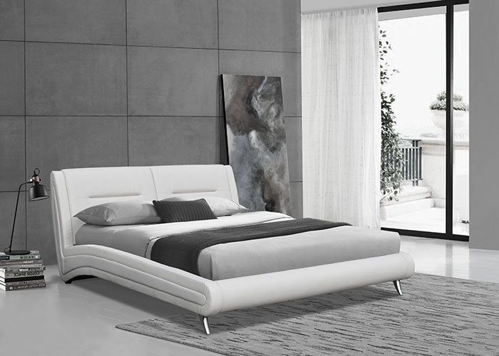 PU Leather Upholstered Platform, Full size bed frame, Wood Slat Support