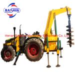 Alloy Steel Tractor Pole Erection Machine With Hydraulic Post Hole Digger