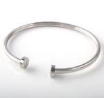 High Polish Stainless Steel Nail Bangle Gold Color New Style Rhinestone Zircon