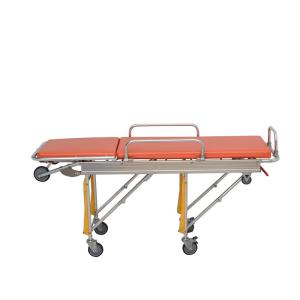 China Aluminum Alloy Folding Ambulance Wheel Type Stretcher Orange OEM for Patient Transfer wholesale