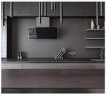 Young Man Style Black Color Kitchen Cabinets Built In Handle Quartz Stone