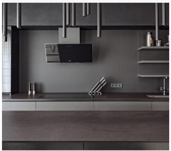 Young Man Style Black Color Kitchen Cabinets Built In Handle Quartz Stone