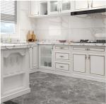 White 1.8cm Panel Solid Wood Kitchen Cabinets High Gloss Contemporary With Metal