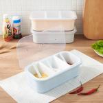 Cooking Condiment Flip Cover Partition Seasoning Plastic Salt Box
